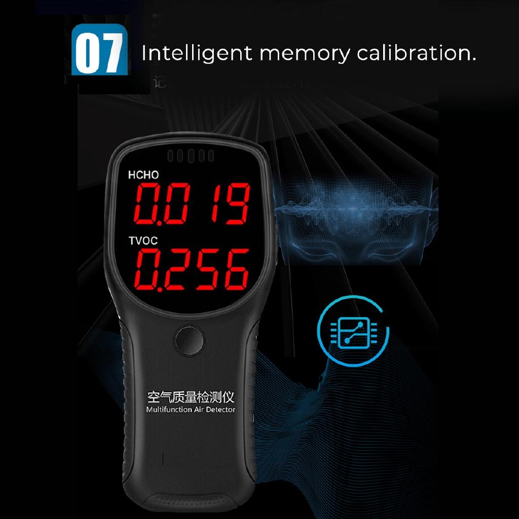 Black Portable Digital Formaldehyde Detector Air Quality Monitor HCHO TVOC Detector Gas Analyzer LCD Display Tester
