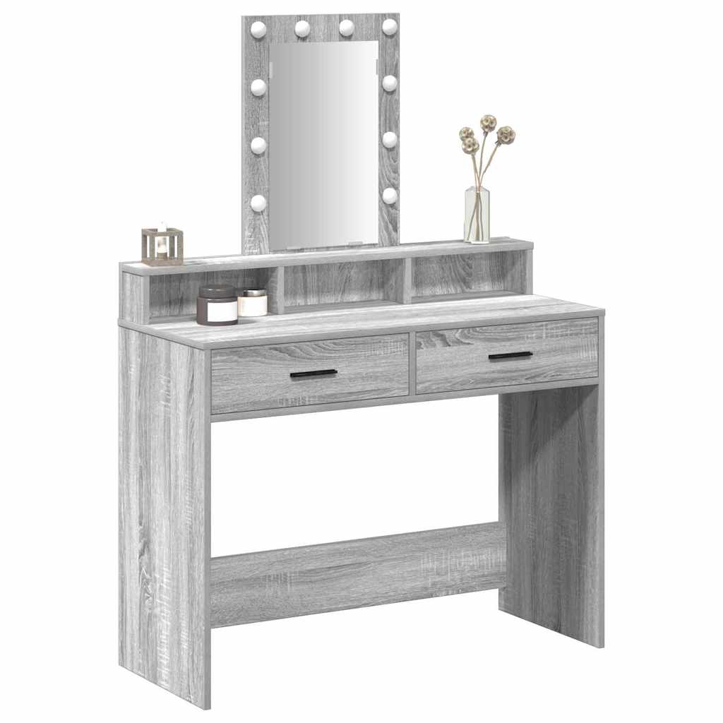Makeup Table with Storage Gray 100 x 41 x 140 cm Engineered Wood