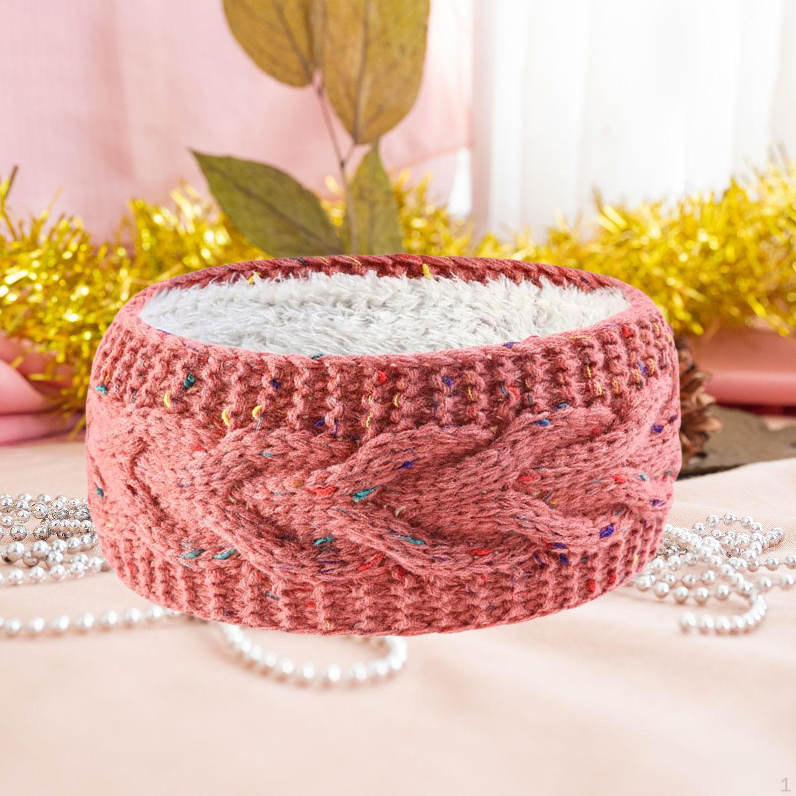 

Вязаная крючком повязка на голову с подогревом, трикотажная повязка-тюрбан, эластичная повязка на голову для женщин, зимние аксессуары розовый