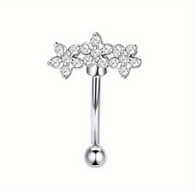 Florideco 1Pc Rook Eyebrow Studs Earrings Surgical Steel CZ Opal Belly Lip Ring Cartilage Piercing Jewelry for Women Men