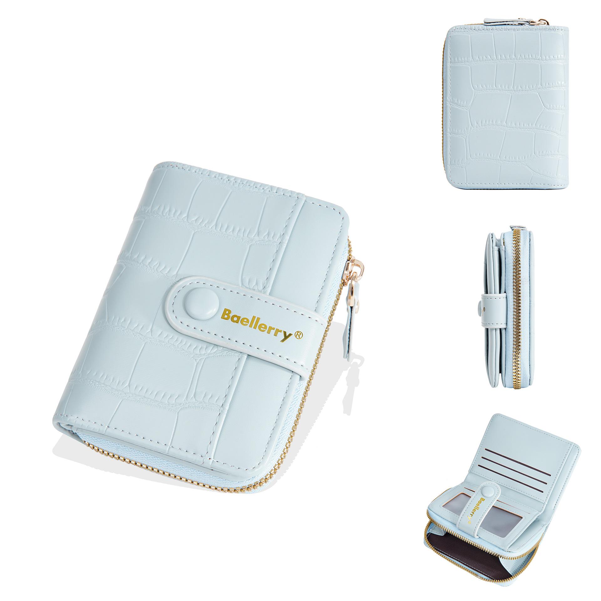 Ladies Premium Sense ins Short Stone Pattern Wallet Multi-card Zipper Bag Change Bag Wallet Wallet one size синий 1380₽