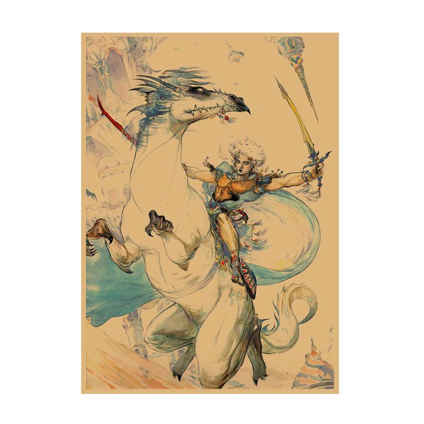 Yoshitaka Amano Retro Japanese Illustration Poster for Bar & Restaurant Wall Decor