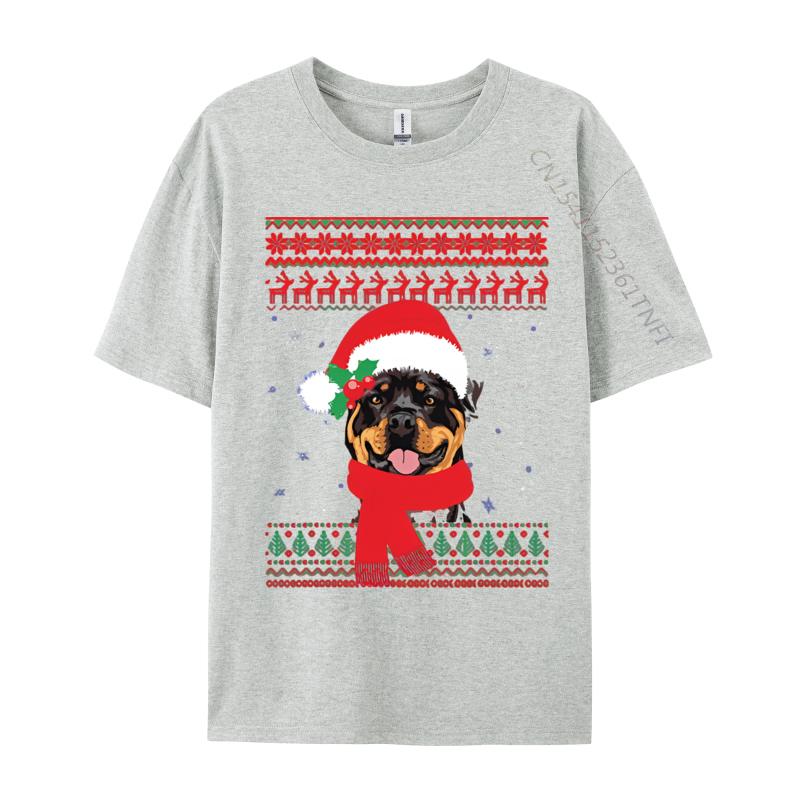 Graphic T Shirts Men Cotton Ugly Christmas Rottweiler Santa Hat Tshirt Mens Tshirt Premium Quality Unique Art Tees