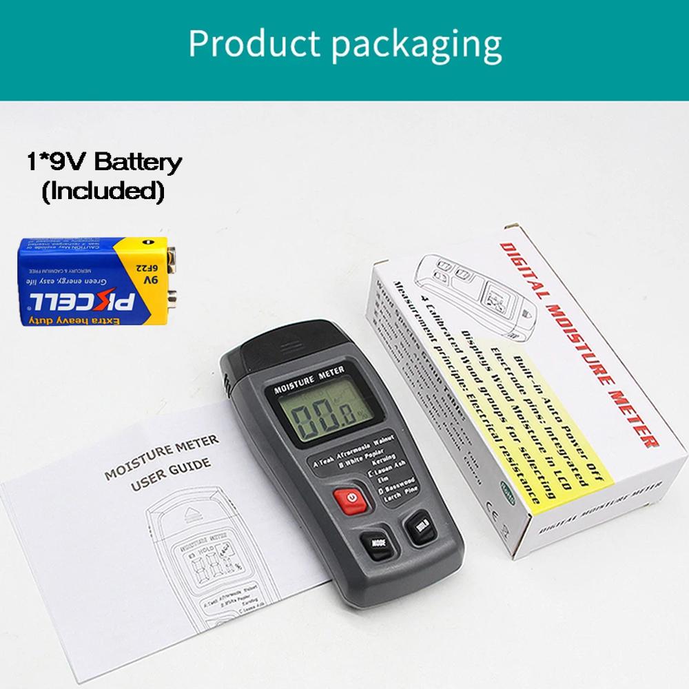 NEW Digital Wood Moisture Meter Professional Timber Damp Tester Handheld Hygrometer Lumber Detector EMT01 with HD LCD Display