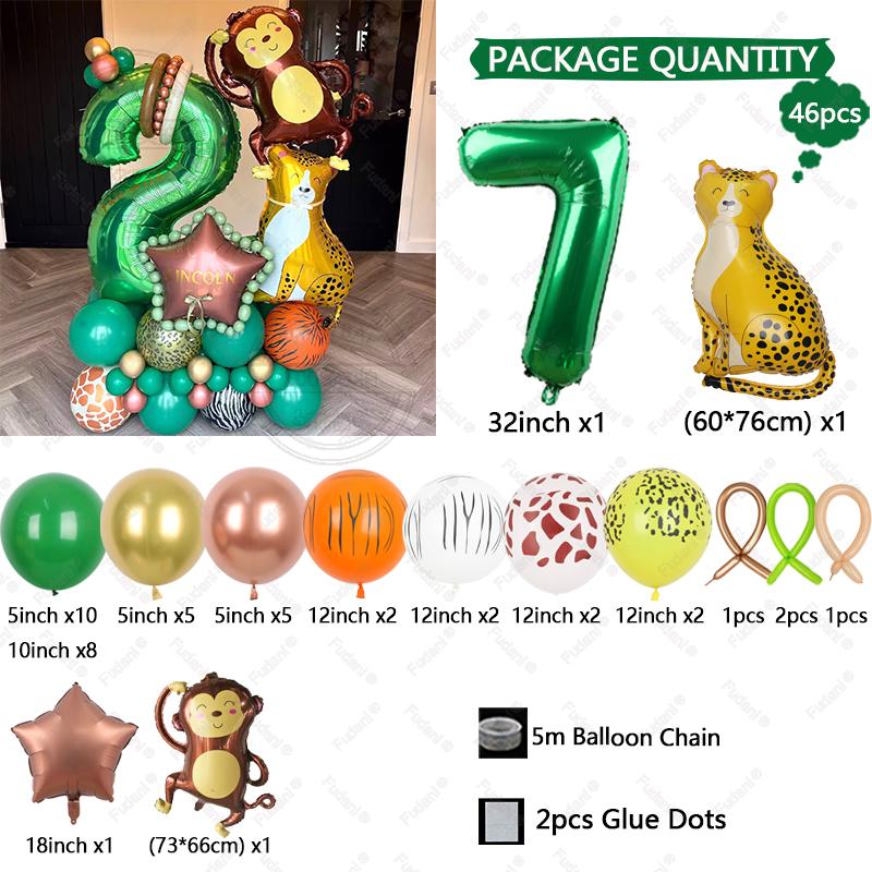 Cartoon Jungle Animal Balloon Set Monkey Leopard Safari Wild Birthday Party Decorat Baby Shower Jungle Party Home Deco Supplies