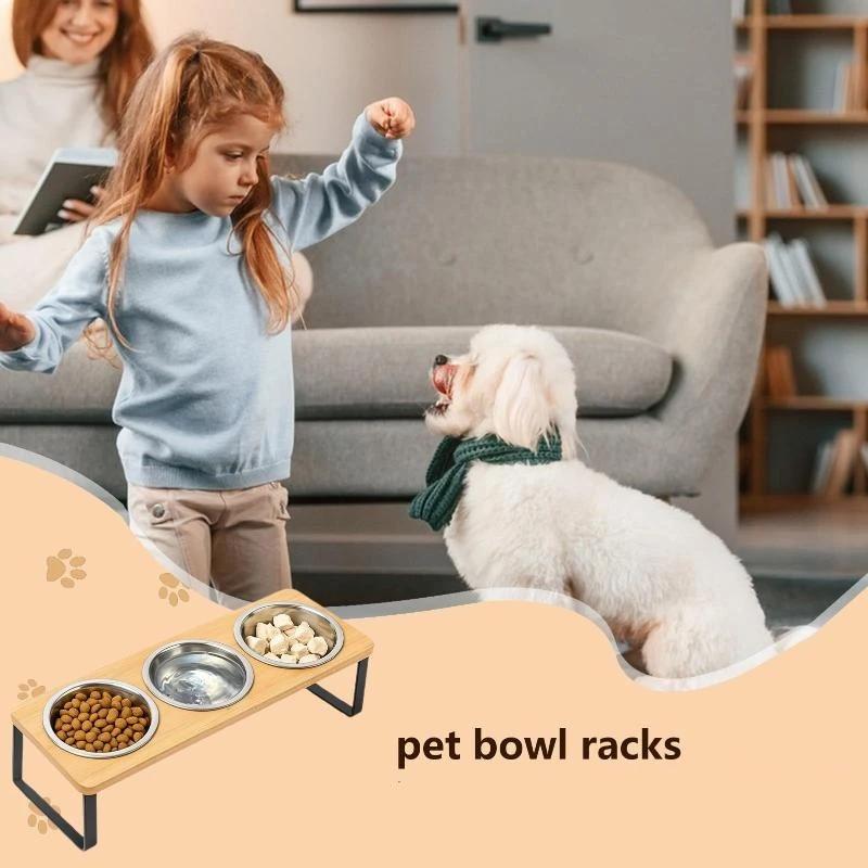Elevated Cat Bowls Feeder Tilted Raised Feeding & Watering Supplies Pet 2/3 Stainless Steel Bowls With Stand For Cats Puppies