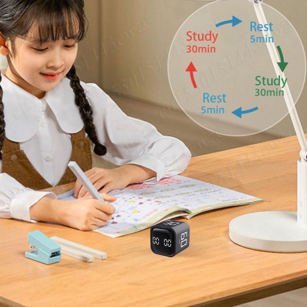 Cube Digital Timer LED Display Gravity Sensor Multi-Function Dual Modes Electronic Alarm Clock 5/10/30/60 Minute Settings Timer
