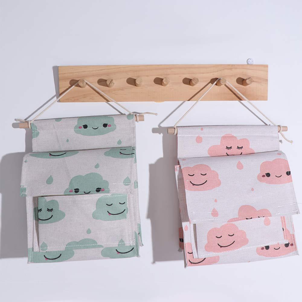 Plaid Sundries Storage Pouches Wall Mounted Bedside Organizer Wall Hanging Bag  Bed Side