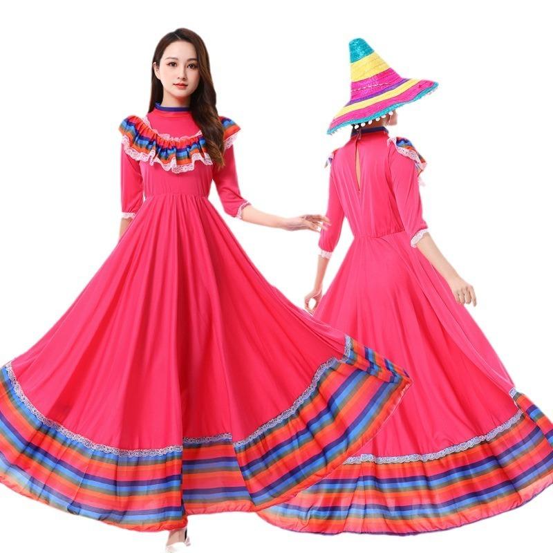 Halloween Traditional Style Adult Children Large Skirt Skirt Grid Dress Costume