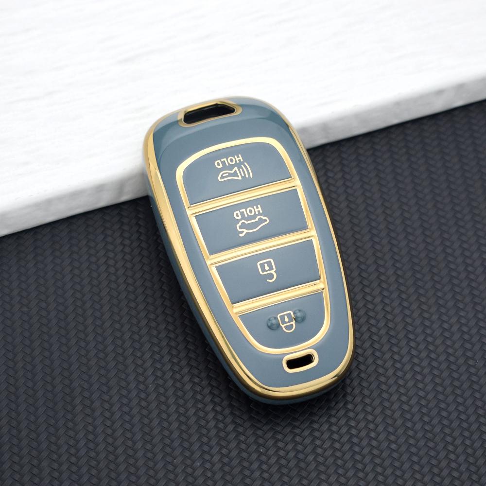 4 Tasten TPU Auto Schlüsselabdeckung Halter Schale für Hyundai Tucson Sonata Solaris Hybrid Nexo NX4 Santafe Auto DN8 Schlüsseltasche Schlüsselanhänger