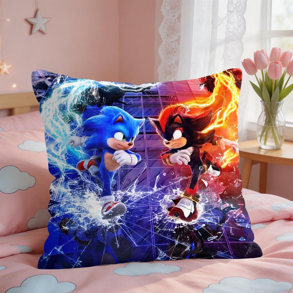 SSonic Anime Cool Cushion Cover Square Short Plush Pillow Case Living Room Sofa Home Decor Funda X