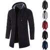 Mens Solid Hoodies Thick Long Sleeve Coat Winter Warm Jacket Tops Casual Outerwear Plus Size