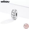 WOSTU Silver Stopper High Quality Sterling Silver 925 Wrap-Around Zircon Stopper Charms Fit Silver Bracelets 925 Jewelry CTC278