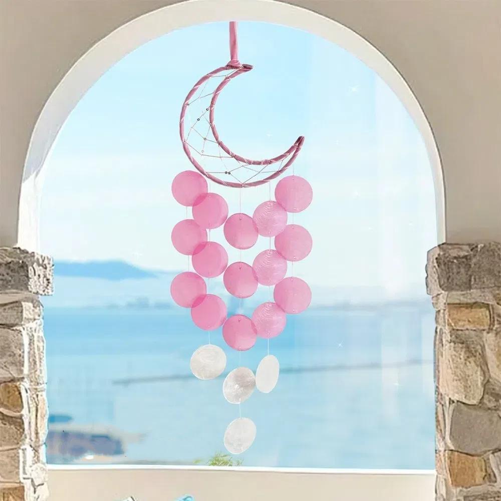 Hanging Shell Moon Wind Chimes Circle Shell Natural Shell Dream Catchers Home Decoration With crisp ringtones Shell Pendant