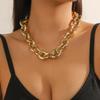 Exaggerated Hip-hop Acrylic Chain Necklace – Gold & Chain Accents for Women
