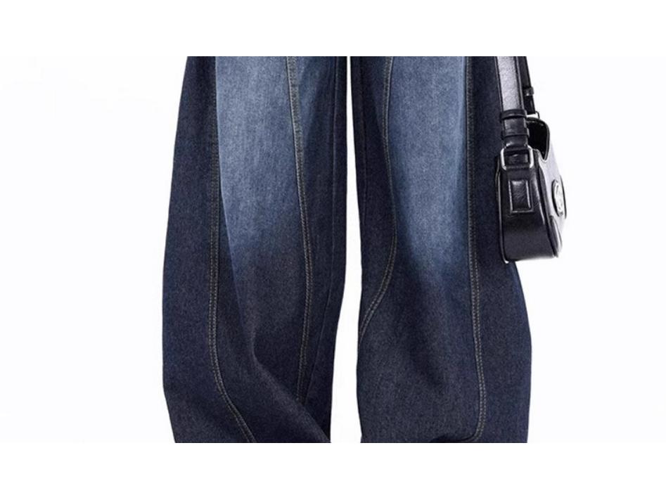 Unisex American Wide-Leg Baggy Scythe Jeans, Washed Silhouette, Spring/Autumn 2025 Style.