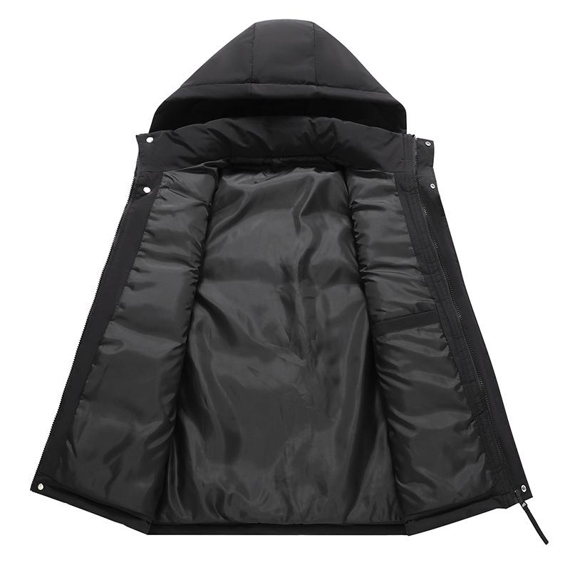Men's Autumn/Winter Cotton Vest with Detachable Hood – Warm, Fashionable, and Thickened Casual Outerwear