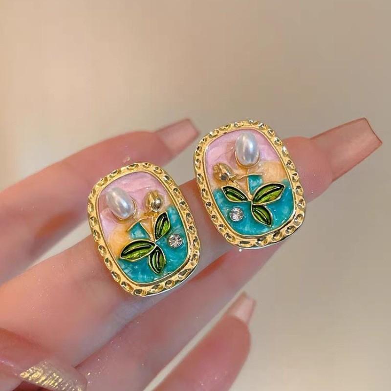 

Monet Garden Baroque Imitation Pearl Design Earrings Premium Temperament Earrings 1111 New Popular Earrings ins