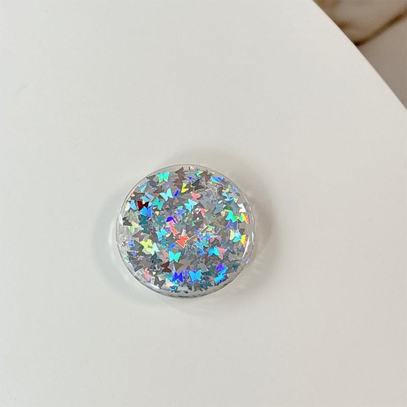 Butterfly Glitter Solid Color Circular Phone Airbag Holder Korean Ins Style Desktop Stable Portable Ring Women's Gift