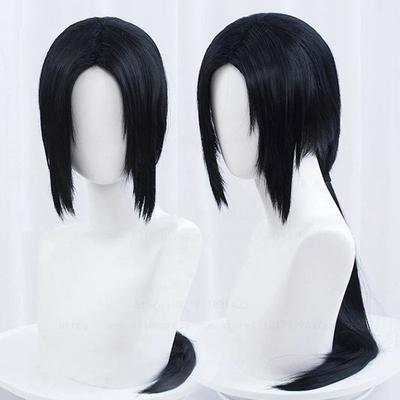 Peluca Cosplay Uchiha Itachi de Alta Calidad Larga Lisa Negra Cabello Sintético Resistente al Calor Pelucas Cosplay de Anime + Gorro de Peluca