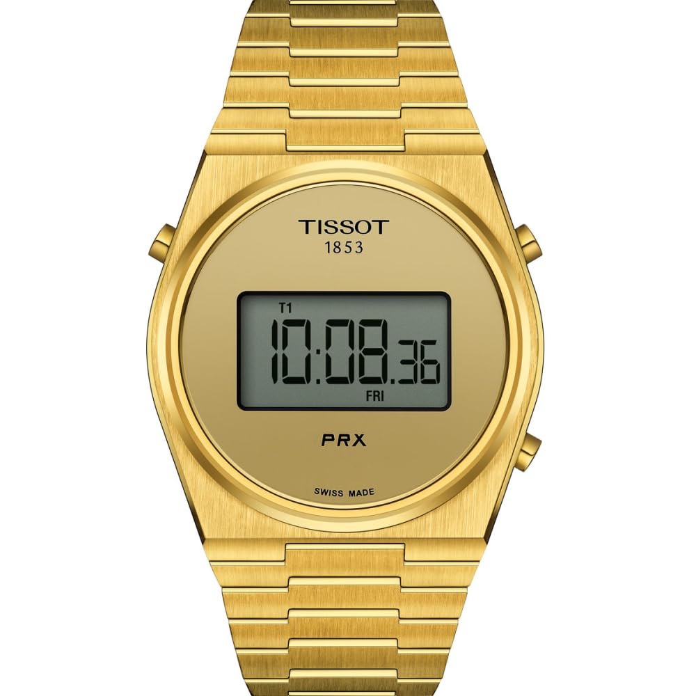 

TISSOT PRX Digital Unisex Watch with Gold Dial and Bracelet, Model T1374633302000 [Official Import]