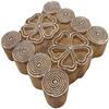 Floral Wooden Textile Stamp Brown Printing Block Art Indian Hand Carved