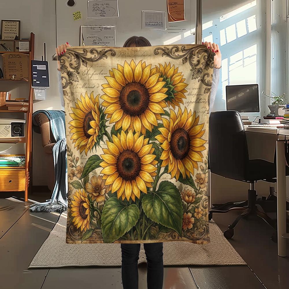 1PC Retro Tree of Life Flowers Print Flannel Blanket, High quality All Seasons, Home Decor, Warmth and Comfort, Perfect for Christmas Gifts