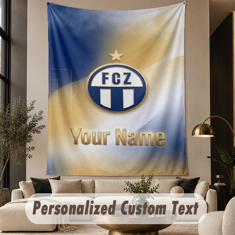 Custom Text Tapestry FC Zürich Print Wall Tapestry Indoor Living Room Wall Decor