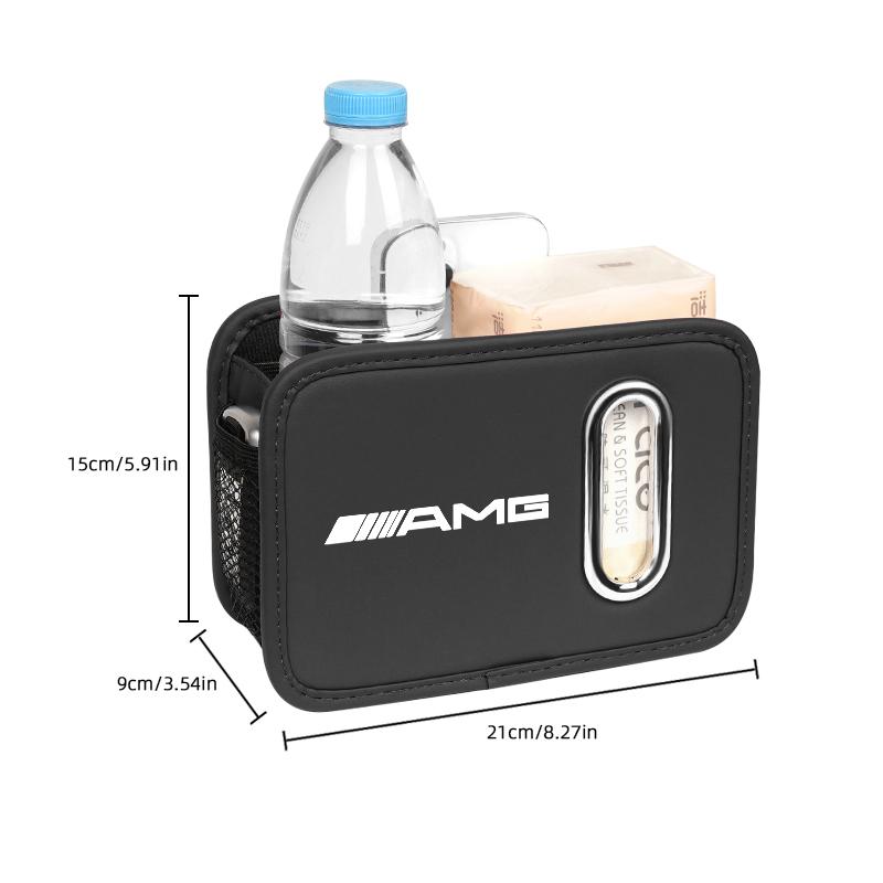 HCDS2 Car Door Storage Box Leather Car Logo Seat Backrest Tissue Box Sticker For Mercedes Benz AMG A B C E G CLA GLA W211 W214 W205
