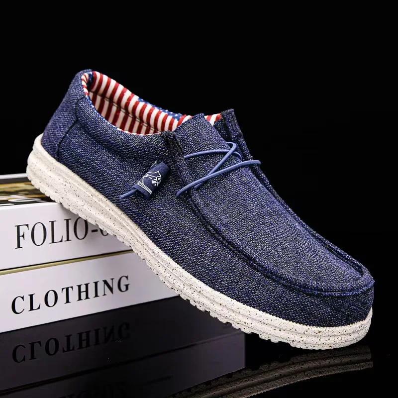 Fashion Men's Fashion Canvas Loafers Comfortable Lightweight Breathable Men's Casual Shoes Flat Slip-on Driving Shoes Man 2025