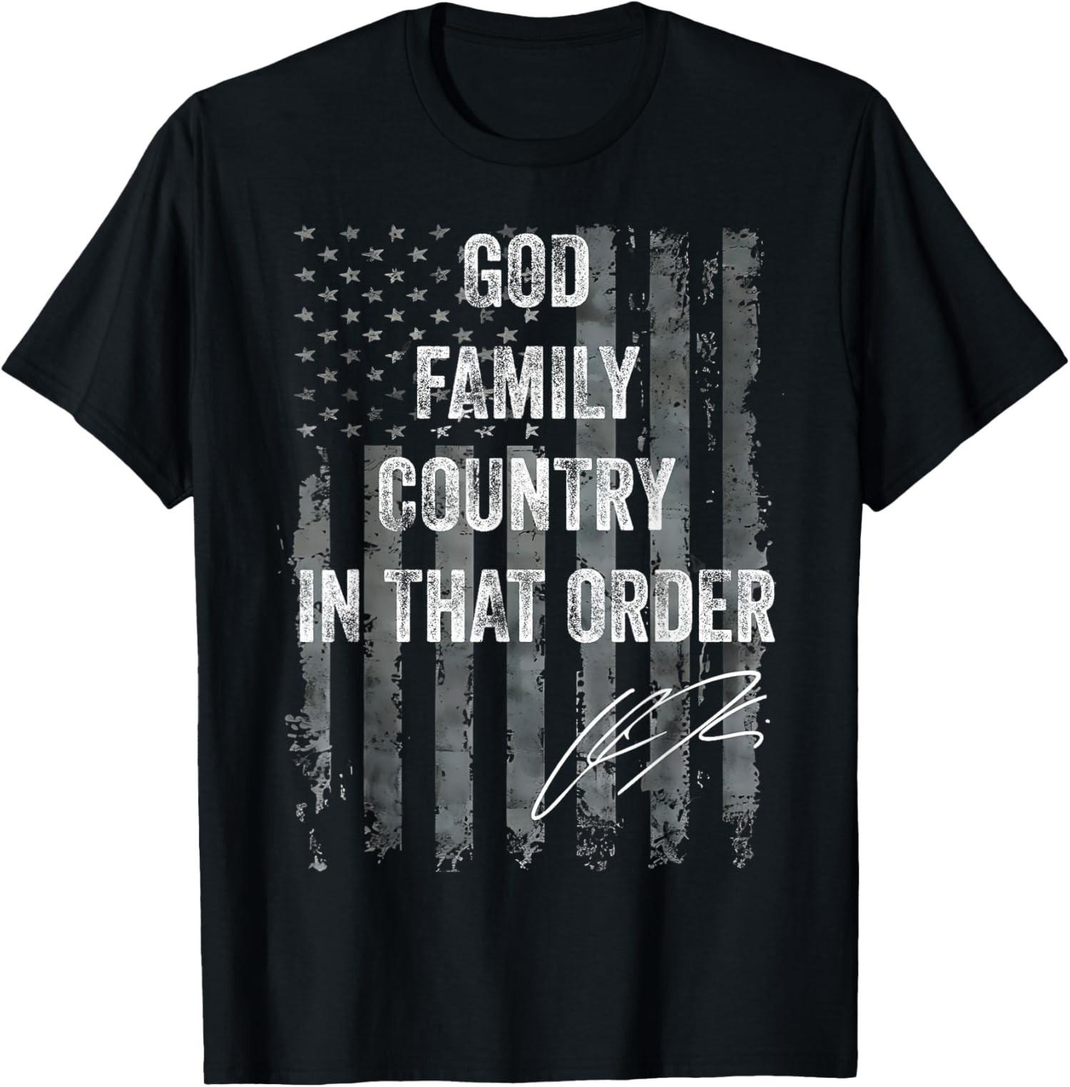 God Family Country in That Order Quote Patriotic Faith T-Shirt S разноцветный