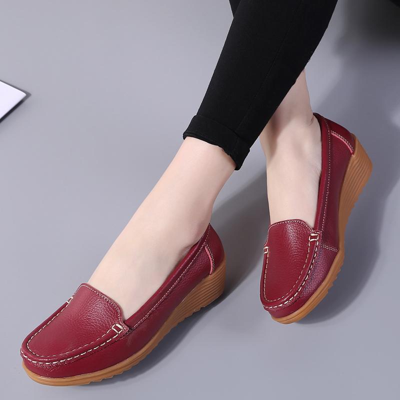 Scarpe basse da donna in pelle con plateau per primavera/autunno