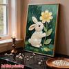 DIY Frameless Pearl Painting Kit Cute Rabbit Flower 3D Shiny Bead Art Canvas Relaxing Creative Craft for Home Wall Decor Gift