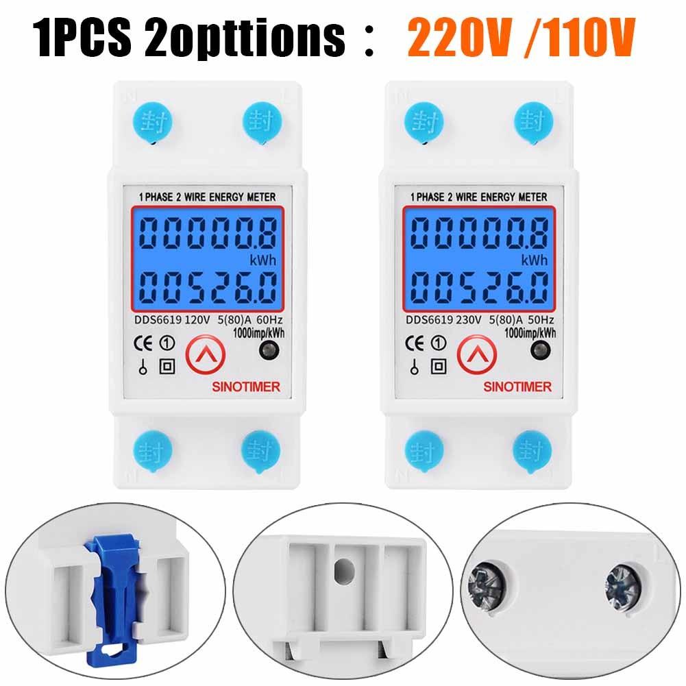 

Din Rail Digital Single Phase Reset For Energy Meter kWh Wattmeter Electricity 220V