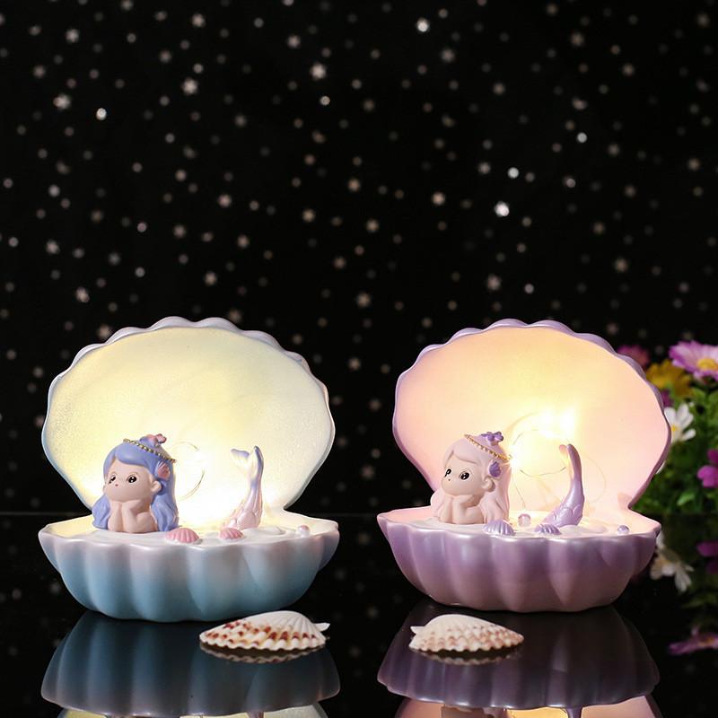Mermaid Princess Starlight Lamp Creative Resin Home Decor Bedroom Night Light