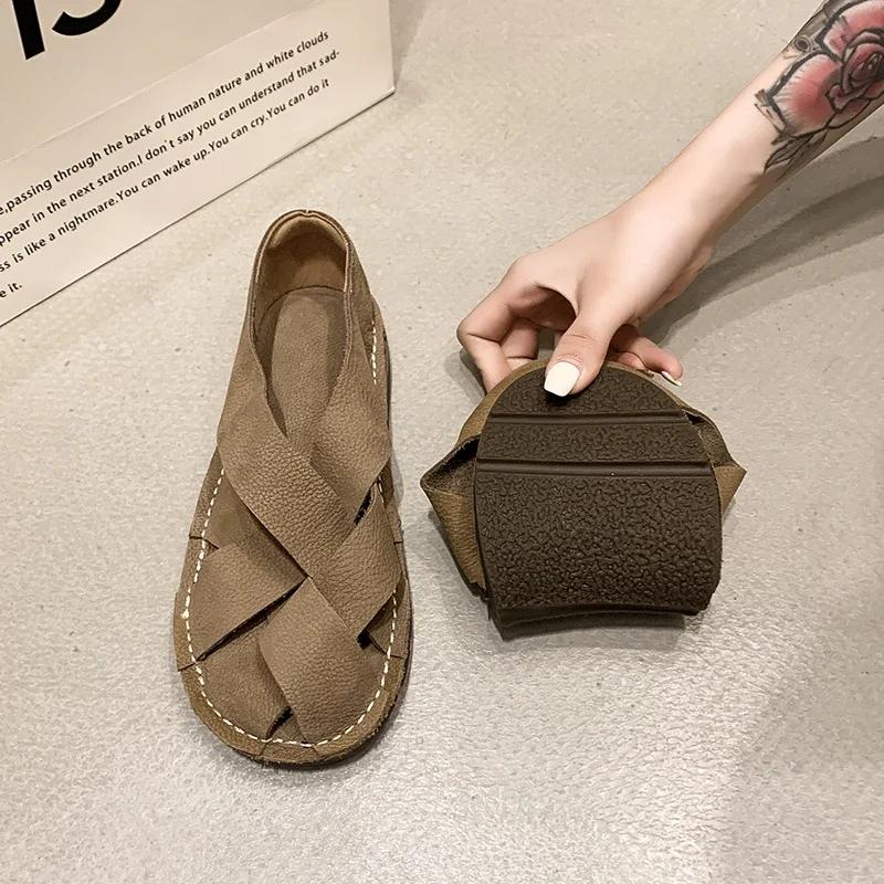 Fashion Ladies Shoes 2025 New BaoTou Women's Sandals Casual Sandals Women Summer Retro Hollow Shoes Woman Slip-on Flat Sandalias Mujer