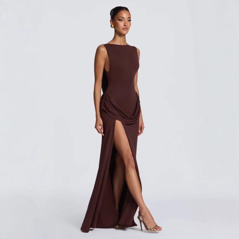 2026 Spring European & American Style Sexy Sleeveless Slim Fit High Slit Long Dress