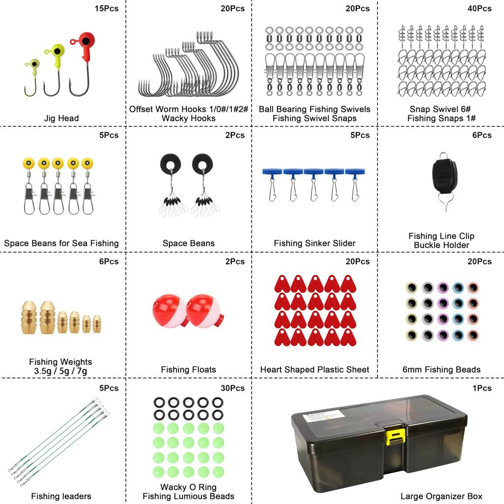 TRUSCEND Fishing Lure Bait Tackle: Fishing gear lure kit set including plastic worms, topwater lures, tackle box, etc.