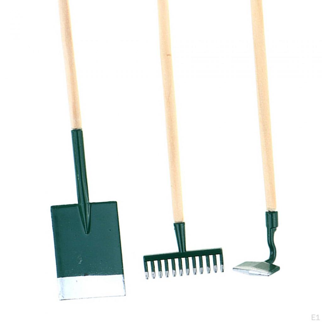 3 Pieces 1/12 Dollhouse Gardening Tools, Miniature Garden Tools Set, Accessories