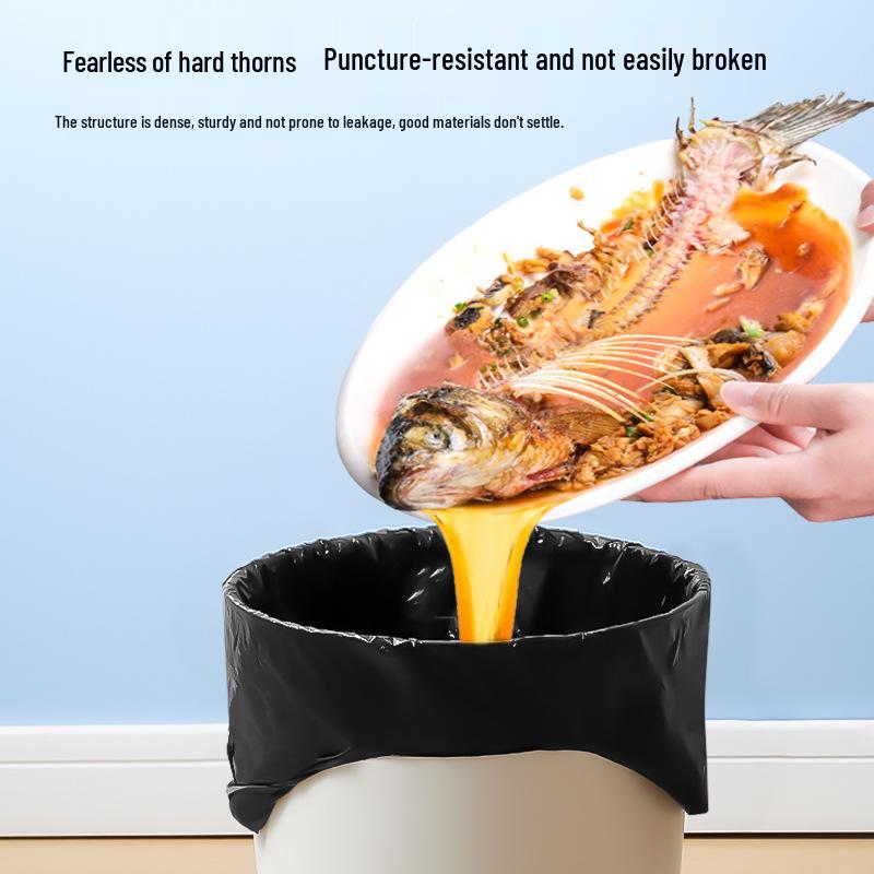 Durable Thickened Black Kitchen Garbage Bags - Portable and Disposable.