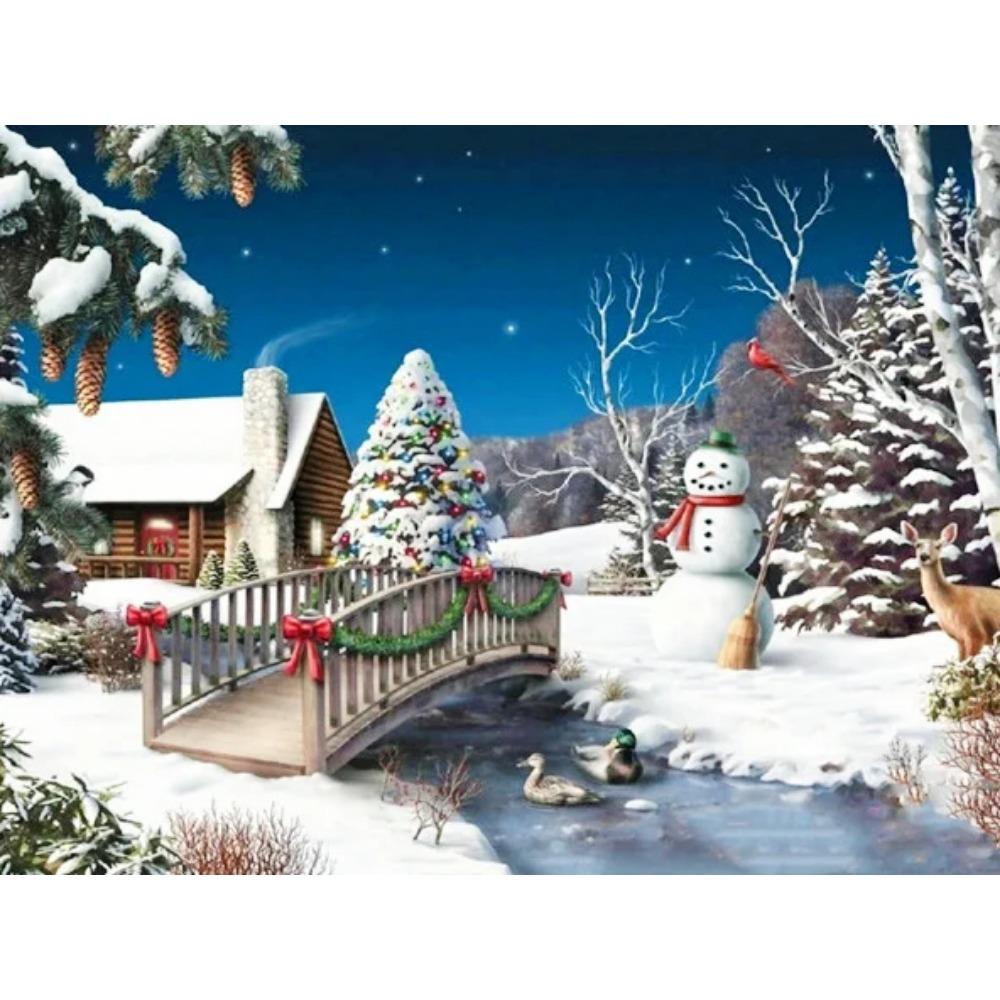Pittura diamante arte trapano completo pupazzo di neve albero di Natale pittura diamante fatto a mano giorno nevoso fai da te diamante mosaico pittura decorazione della casa regalo di Natale