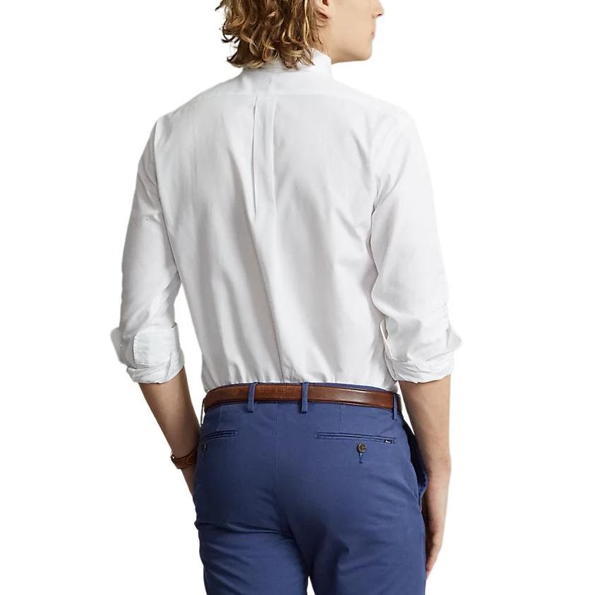 Polo Ralph Lauren FW24 Logo Embroidered Print Solid Color Linen Long Sleeve Shirt Men Shirts White MNPOWOV16824146-100