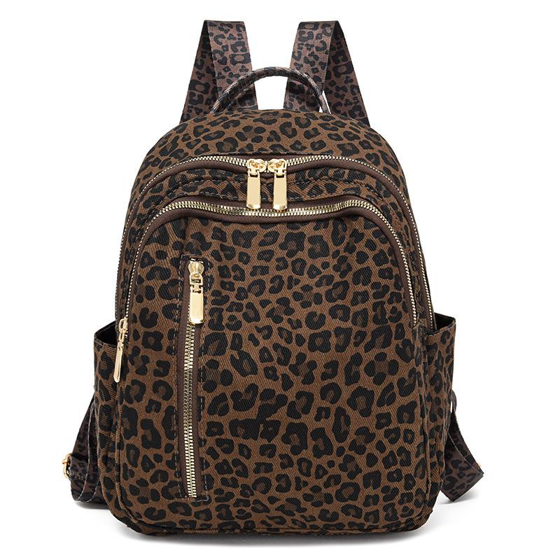 

Женский рюкзак с леопардовым принтом, контрастный цвет, большая вместимость, легкий дорожный рюкзак коричневый