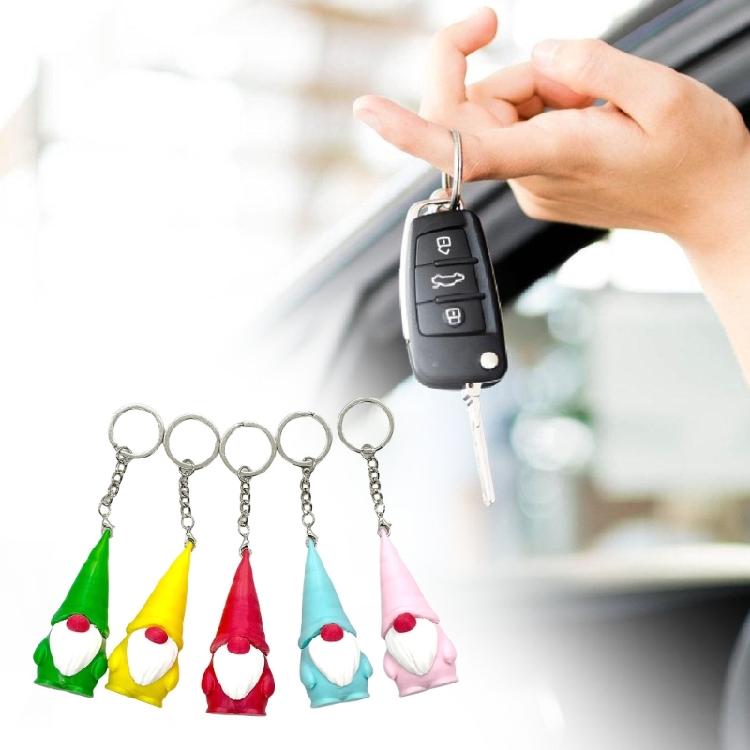 Christmas Keychain PLA Dwarf Ornament Gnome Figurine Pendant Keyring Accessory Festival Key Holder Decoration