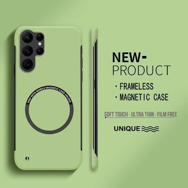 Ultra Thin Hard PC Magnetic Frameless Phone Case For Magsafe Samsung Galaxy S26 S25 S24 S23 S22 Ultra S21 FE Plus Solid Cover