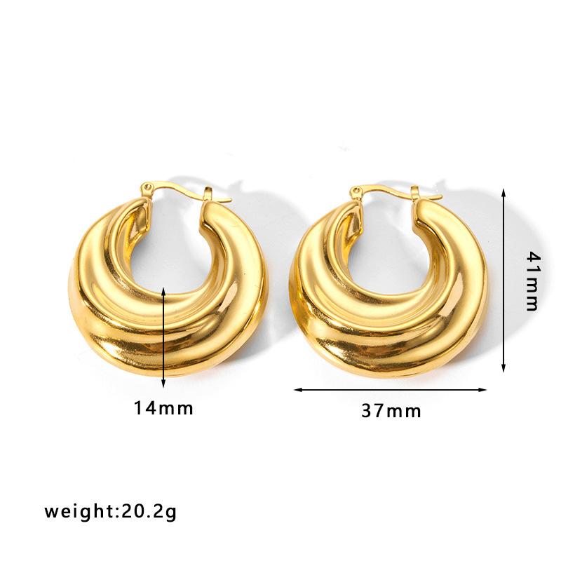 Gold Color Stainless Steel Hoop Earrings For Women Ear Drop Stud