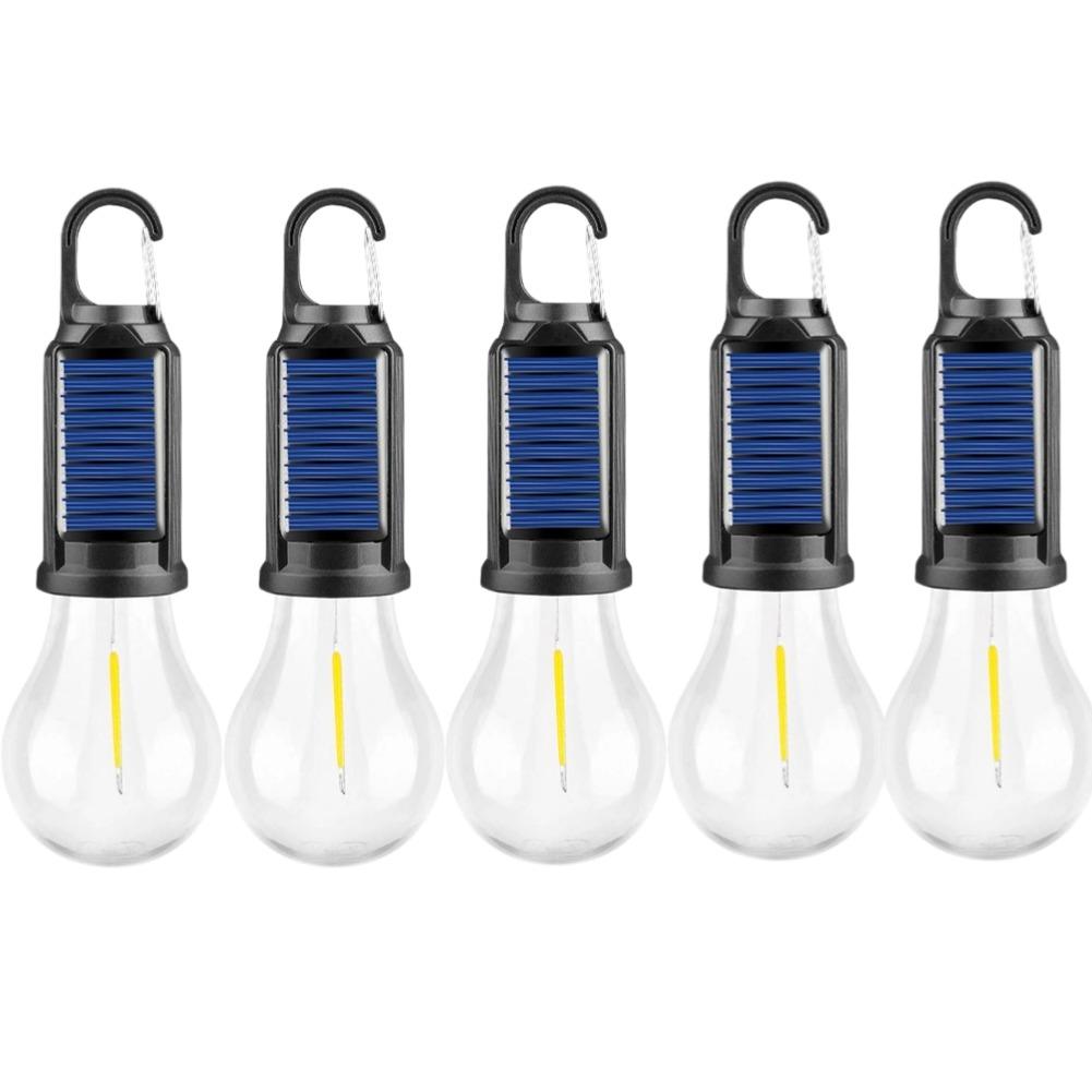 1/3/5pcs Outdoor TypeC Charge/Solar Power LED Lamp Bulb High Brightness Emergency Light Hook Up Camping Fishing Portable Lantern