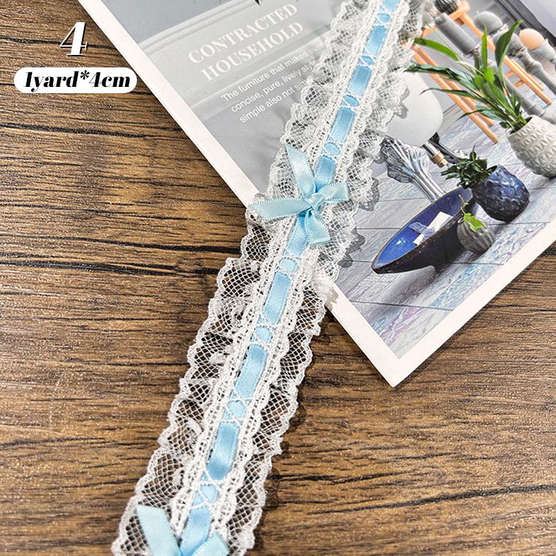 1Yard Bow Pleated Lace Trim Handmade Diy Decoration Baby Clothes Skirt Hem Clothing Lace Accessories Curtains Home Decoration