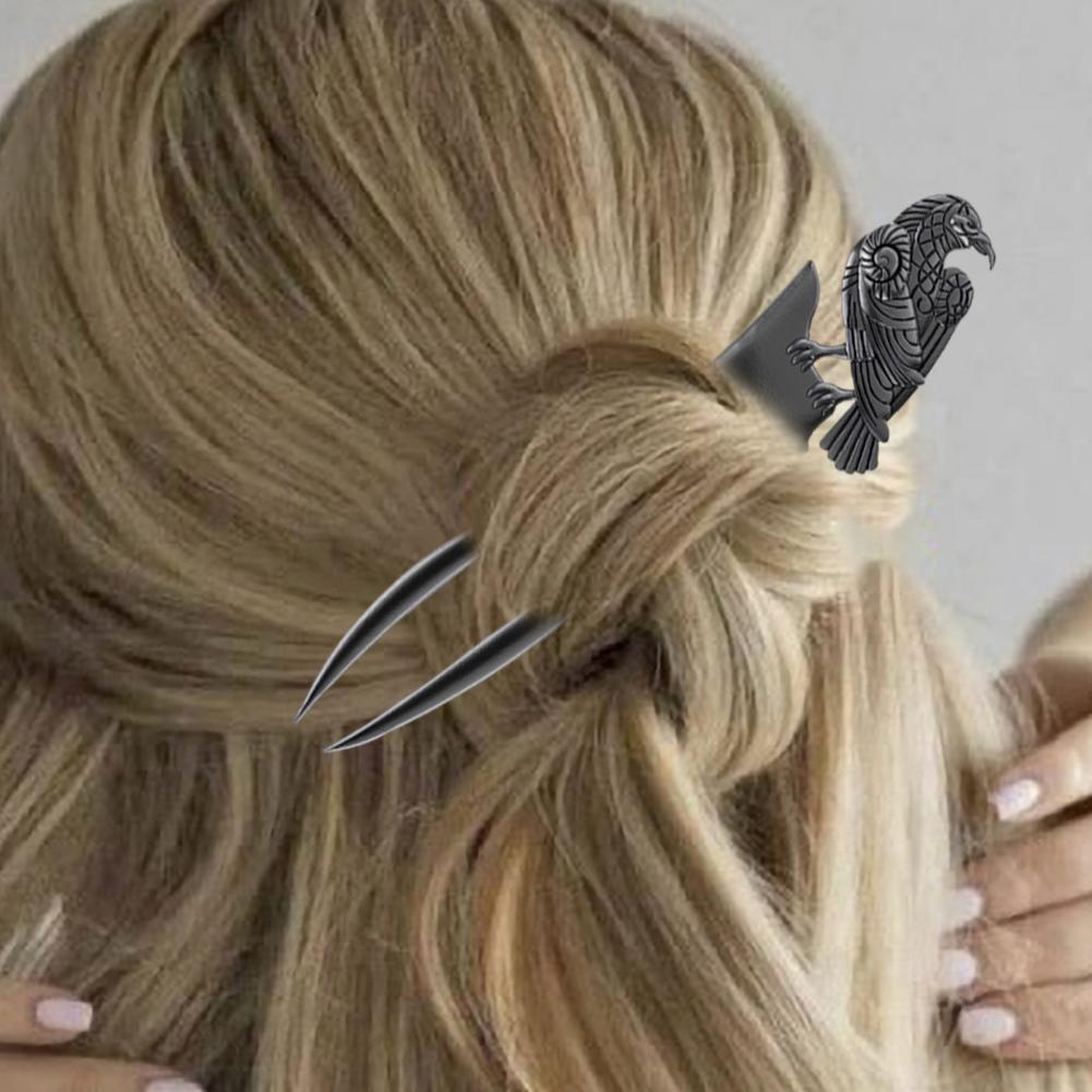 Gothic Hair Claw Women Girl Retro Bat Bird Shape Sticks Hair Pin Durable Black Crow Hairpin Halloween Hair Accessories