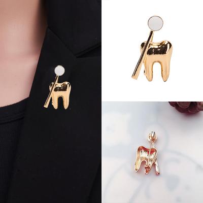 Classic  Golden Tooth Shape Brooch Pin Lapel Backpack Badge Jewelry Gift